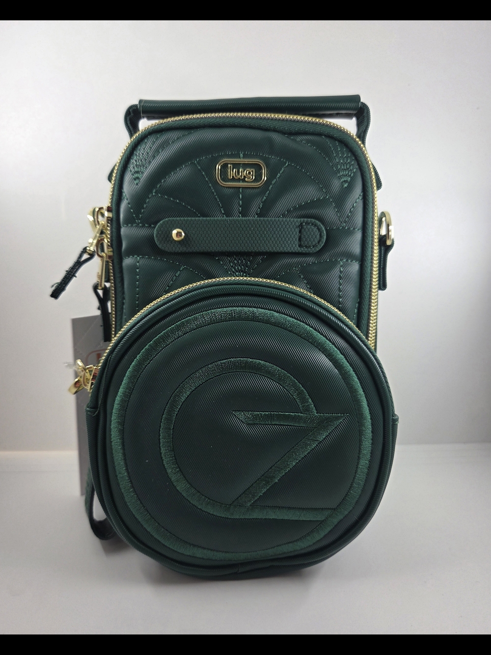 lug Dark Green Quilted Crossbody with Round Front Pouch